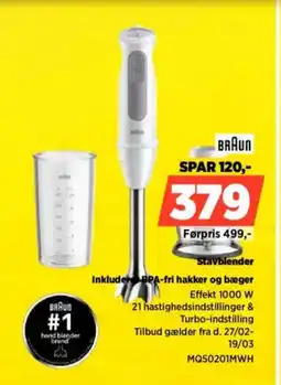 Power Braun stavblender inkluder bpa-fri hakker og bæger tilbud