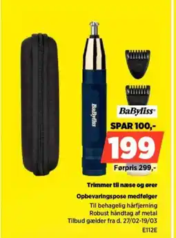 Power Babyliss trimmer til næse og ører opbevaringspose medfølger tilbud