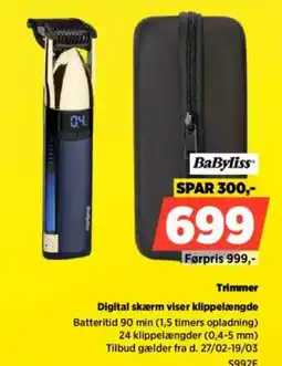 Power BaByliss Trimmer Digital skærm viser klippelængde tilbud