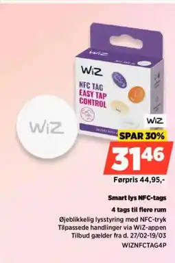 Power WIZ Smart lys NFC-tags 4 tags til flere rum tilbud