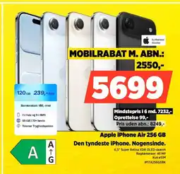 Power Apple iPhone Air 256 GB Den tyndeste iPhone. Nogensinde. tilbud