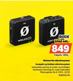 Power Røde wireless me mikrofonsystem kompakt og trådløst mikrofonsystem tilbud