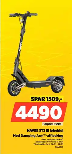 Power Navee st3 el løbehjul med damping arm™-affjedring tilbud