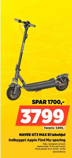 Power Navee gt3 max el løbehjul indbygget apple find my-sporing tilbud