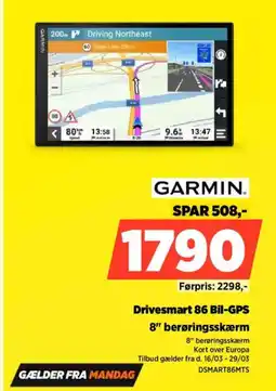 Power GARMIN Drivesmart 86 Bil-GPS 8" berøringsskærm tilbud