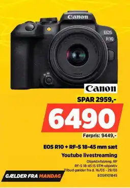 Power Canon eos r10+ rf-s 18-45 mm sæt Youtube livestreaming tilbud