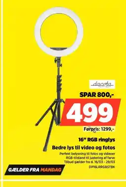 Power Dacota 16" rgb ringlys bedre lys til video og fotos perfekt belysning til fotos tilbud