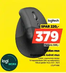 Power logitech Tradløs mus Ergonomisk lodret mus tilbud