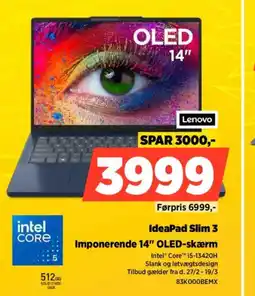 Power Lenovo IdeaPad Slim 3 Imponerende 14" OLED-skærm tilbud