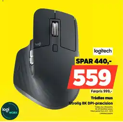 Power Logitech trådløs mus (bluetooth) utrolig 8k dpi-præcision tilbud