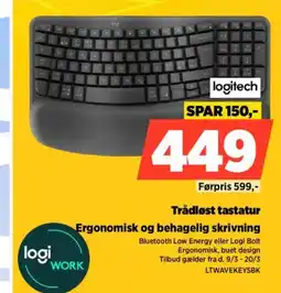 Power Trådløst tastatur Ergonomisk og behagelig skrivning tilbud