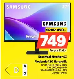 Power SAMSUNG Essential Monitor S3 Flydende 120 Hz-grafik tilbud