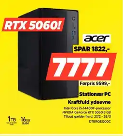 Power Acer stationær pc kraftfuld ydeevne tilbud