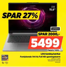 Power Lenovo LOQ Gaming bærbar Fordybende 144 Hz Full HD-gamingskærm tilbud