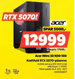 Power Acer acer nitro 30 n30-100 kraftfuld rtx 5070-ydeevne tilbud