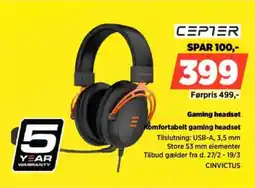 Power CEPTER Gaming headset Komfortabelt gaming headset tilbud