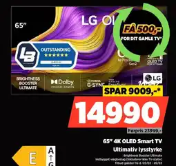 Power Lg 65" 4k oled smart tv ultimativ lysstyrke tilbud