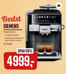 Skousen Siemens espressomaskine TE655319RW tilbud