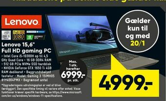 Bilka Lenovo 15,6" Full HD gaming PC tilbud