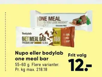 Bilka Nupo eller bodylab one meal bar tilbud