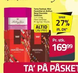 Fleggaard Toms Festival, Mini Favoritter el. Anthon Berg Chocolate Selection tilbud