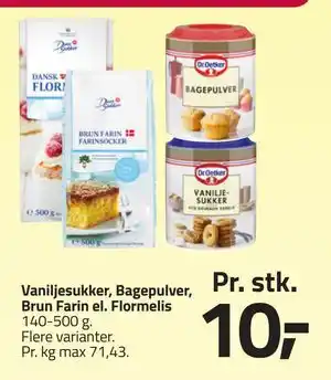 Fleggaard Vaniljesukker, Bagepulver, Brun Farin el. Flormelis tilbud