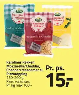 Fleggaard Karolines Køkken Mozzarella/Cheddar, Cheddar/Masdamer el. Pizzatopping tilbud