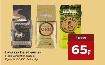 Kvickly Lavazza hele bønner tilbud