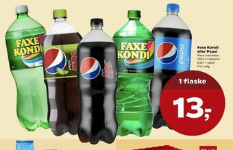 Kvickly Faxe Kondi eller Pepsi tilbud