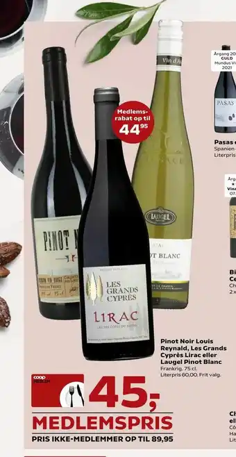 Kvickly Pinot Noir Louis Reynald, Les Grands Cyprès Lirac eller Laugel Pinot Blanc tilbud