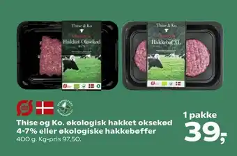 Thise og Ko. økologisk hakket oksekød 4-7% eller økologiske hakkebøffer
