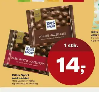 Kvickly Ritter Sport med nødder tilbud