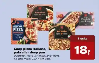 Kvickly Coop pizza italiana, pala eller deep pan tilbud