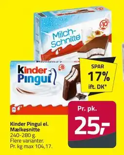 Fleggaard Kinder Pingui el. Mælkesnitte tilbud