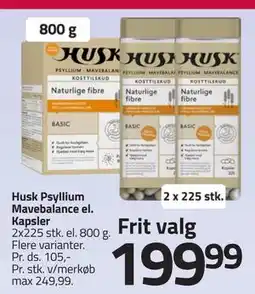 Fleggaard Husk Psyllium Mavebalance el. Kapsler tilbud