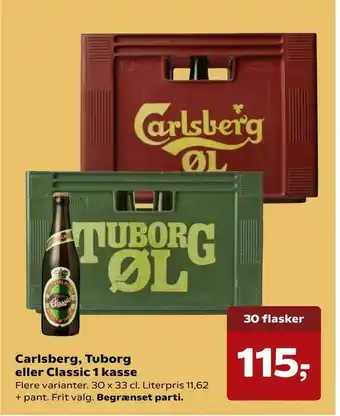 Kvickly Carlsberg, Tuborg eller Classic 1 kasse tilbud