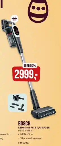 Skousen BOSCH LEDNINGSFRI STØVSUGER BBS931WBA tilbud