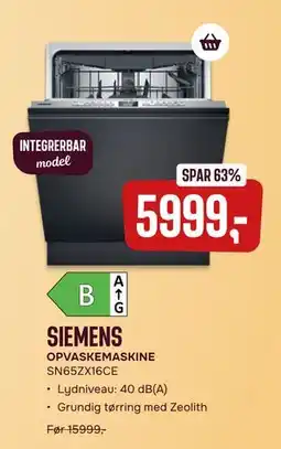 Skousen SIEMENS OPVASKEMASKINE SN65ZX16CE tilbud