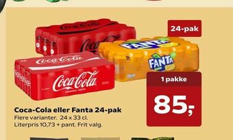 SuperBrugsen Coca-Cola eller Fanta 24-pak tilbud