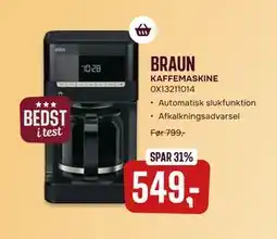 Skousen BRAUN KAFFEMASKINE 0X13211014 tilbud