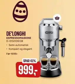 Skousen DE'LONGHI ESPRESSOMASKINE D-0132106138 tilbud