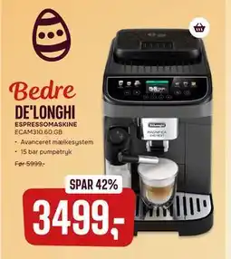Skousen DE'LONGHI ESPRESSOMASKINE ECAM310.60.GB tilbud