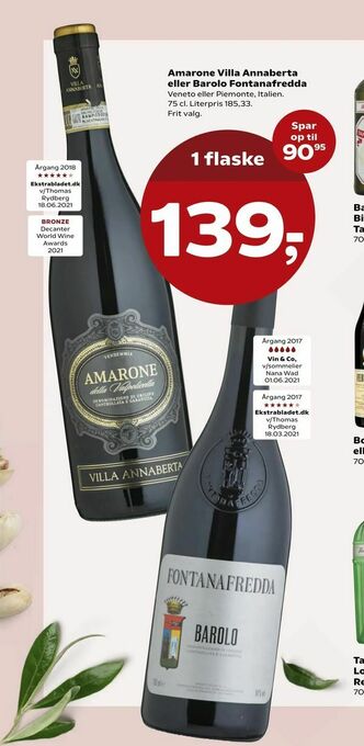 Amarone Villa Annaberta eller Barolo Fontanafredda