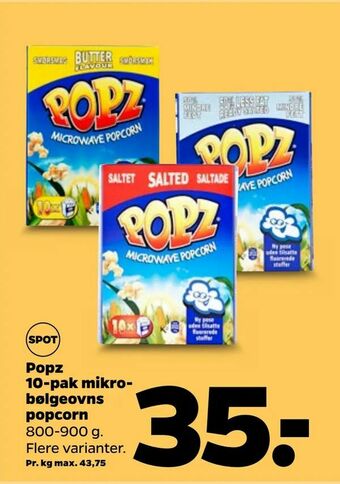 Netto Popz 10-pak mikrobølgeovns popcorn tilbud