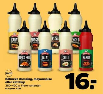 Netto Bähncke dressing, mayonnaise eller ketchup tilbud