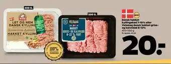 Netto Dansk hakket kyllingekød 7-10% eller Velsmag dansk hakket grise og kalvekød 8-12% tilbud