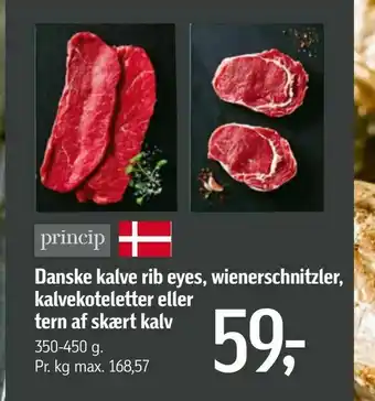 Føtex Danske kalve rib eyes, wienerschnitzler, kalvekoteletter eller tern af skært kalv tilbud
