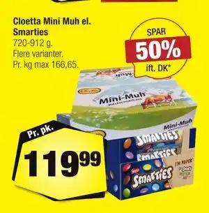 Calle Cloetta Mini Muh el. Smarties tilbud