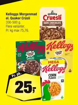 Calle Kelloggs Morgenmad el. Quaker Crüsli tilbud