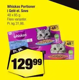 Calle Whiskas Portioner i Gelé el. Sovs tilbud